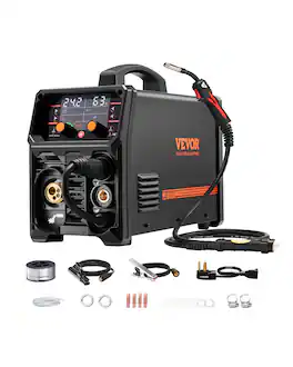 VEVOR - Pro MIG Welder, 250A Pluse Mig Welding Machine, 5-in-1 Synergic Welder Machine MIG Pluse/Gas MIG/Flux Core MIG/Stick - Black + Orange
