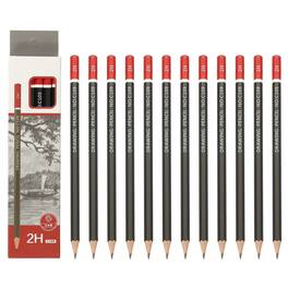 Unique Bargains - 24pcs 2H Drawing Pencils Hexagonal Pre-sharpened for Sketching Writing Art Artists Beginners - Red/Black