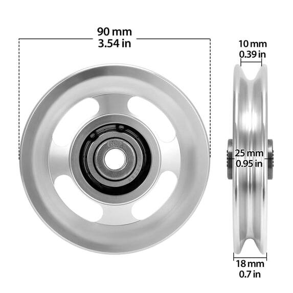 90 mm 3.54 in  
10 mm 0.39 in  
25 mm 0.95 in  
18 mm 0.7 in