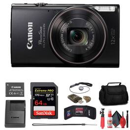 Canon - PowerShot ELPH 360 HS Camera + 64GB Card + Case + More (International Version)