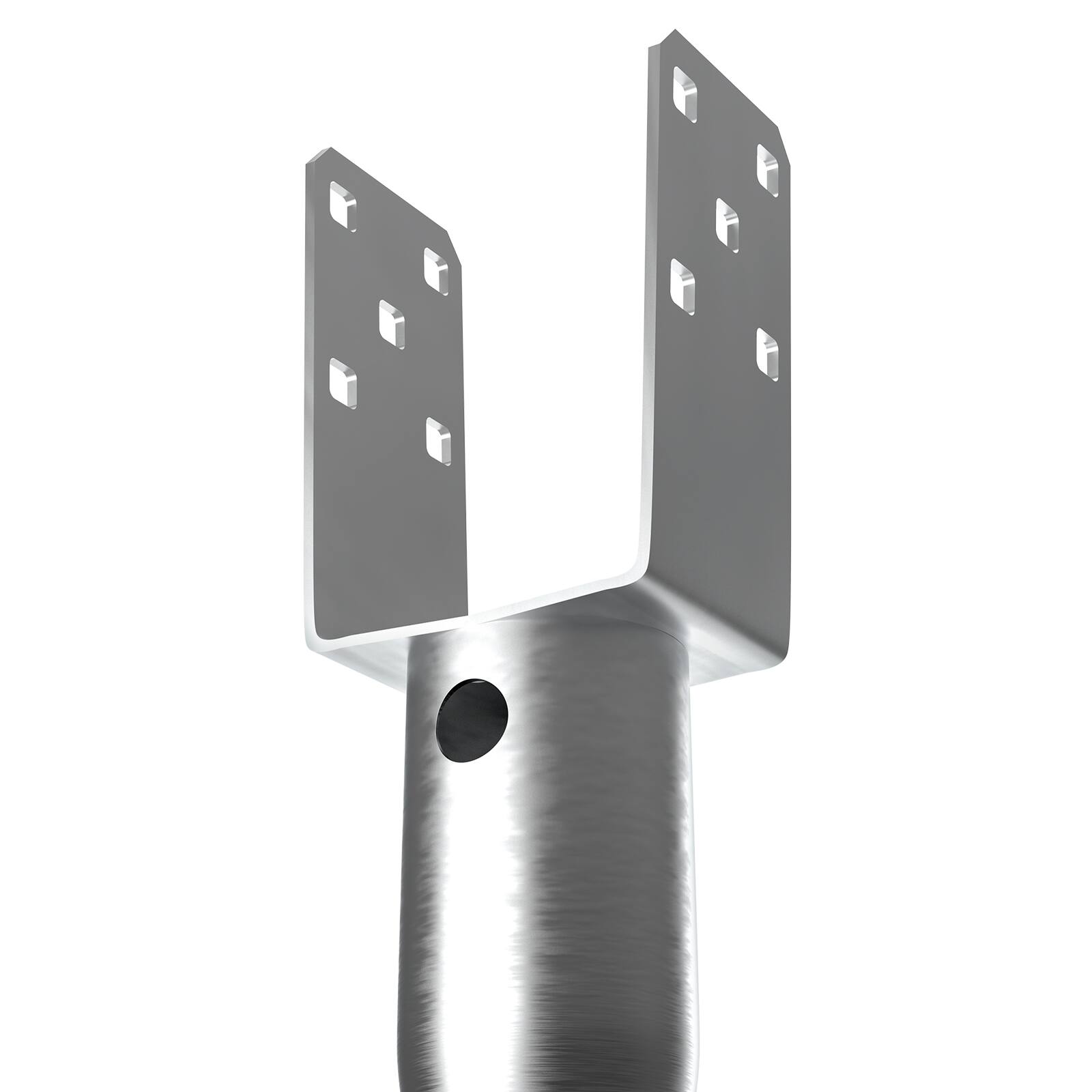 Alt View 5. VEVOR - No Dig Ground Anchor, 1 Pack 3.94 x 2.76 x 27.56 in DIY Screw in Post Stake, Includes 6 Lag Bolts & a Rebar - Silver.