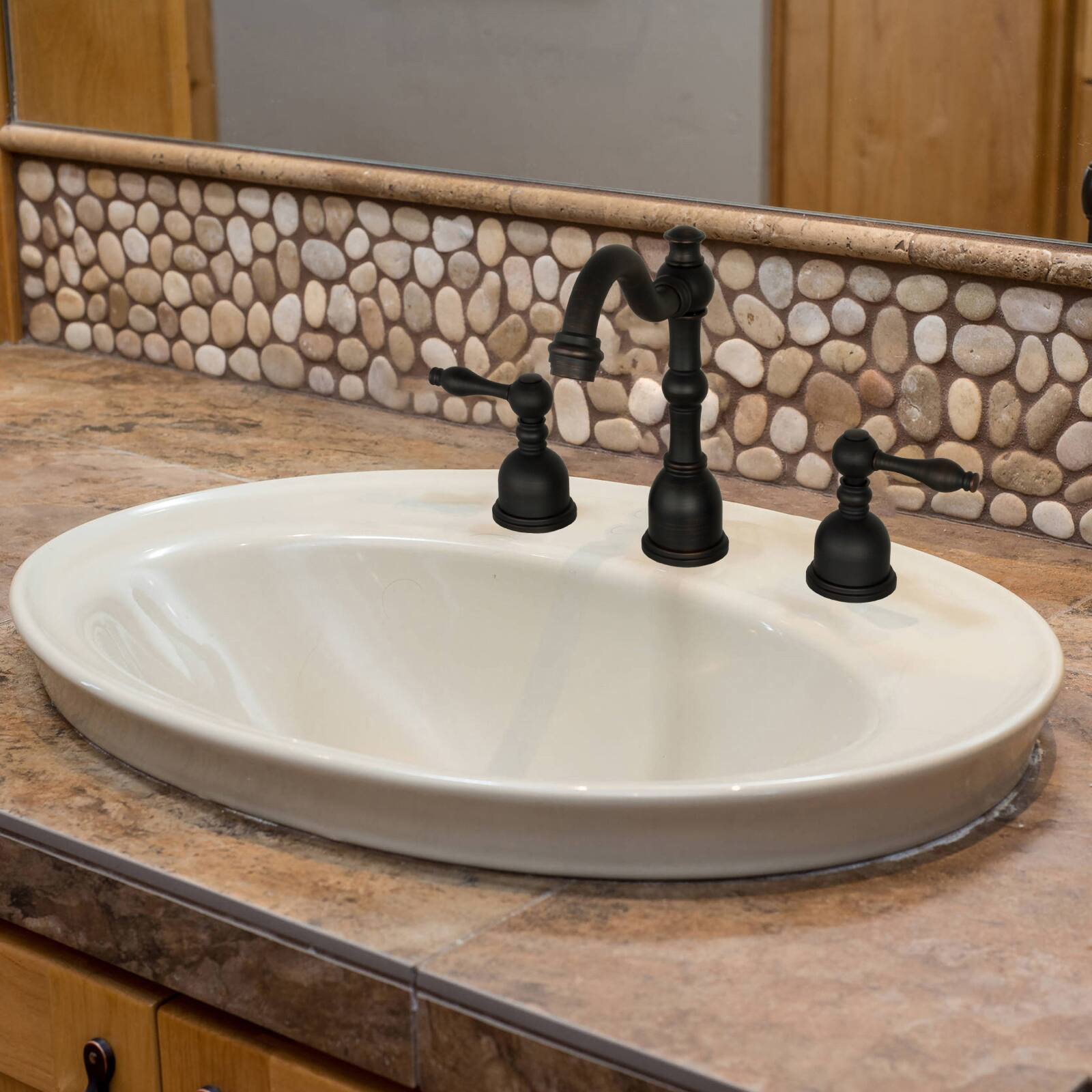 Alt View 4. Akicon - Akicon 8 inch Two-Handles Widespread Bathroom Sink Faucet in Oil Rubbed Bronze - Oil Rubbed Bronze.