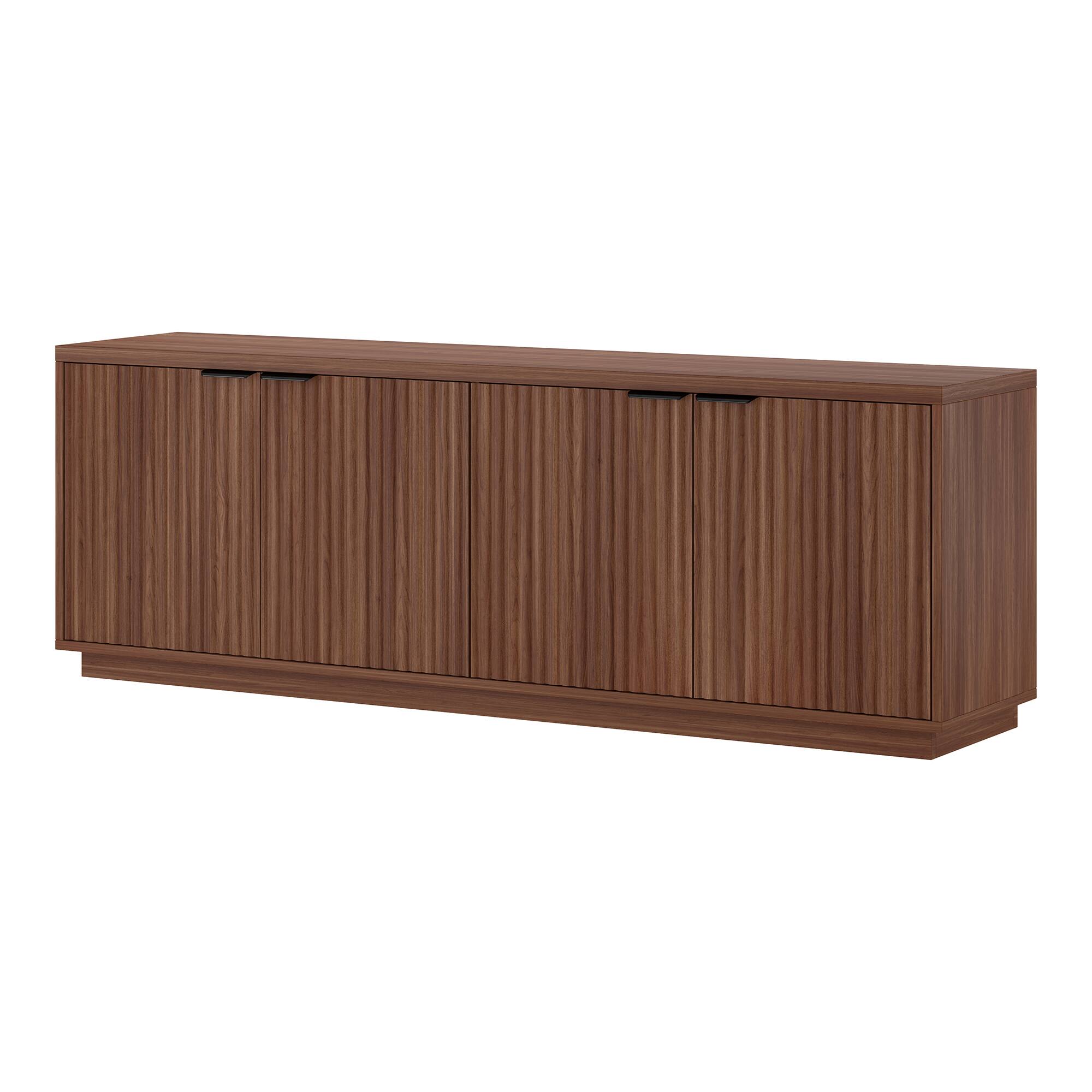 Left. Hudson&Canal - Mansfield Rectangular Fluted TV Stand for TV's up to 78" in Satin Walnut - Satin Walnut.