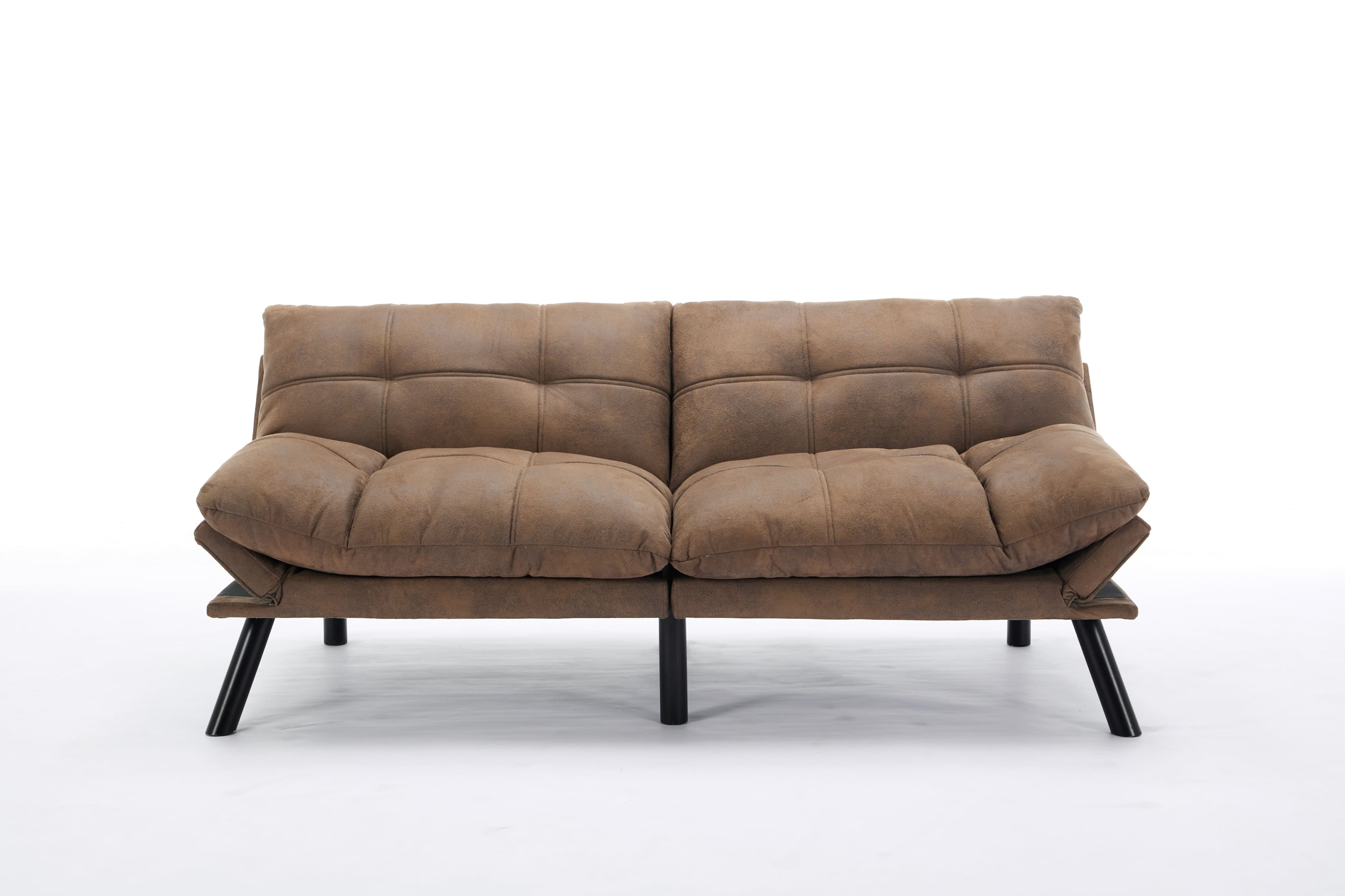 Tiramisubest - Convertible Foldable Modern Sofa Bed,Futon Lazy Sofa Bed,Comfy Small Couch for Living Room and Bedroom - Brown