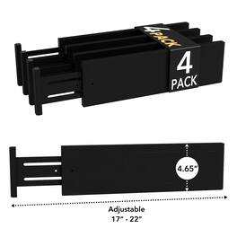 Tooloton - Expandable Drawer Dividers 4-Pack, Adjustable 17-22 Inch, 4.65" High Organizer for Clothing and Dressers - Black