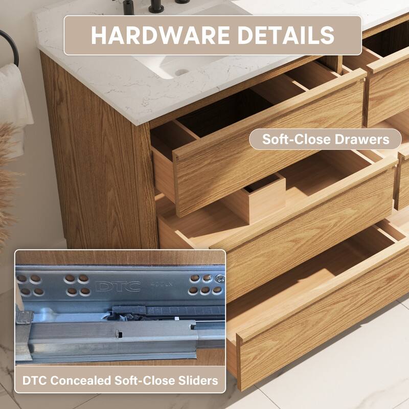 HARDWARE DETAILS  
Soft-Close Drawers  
DTC Concealed Soft-Close Sliders