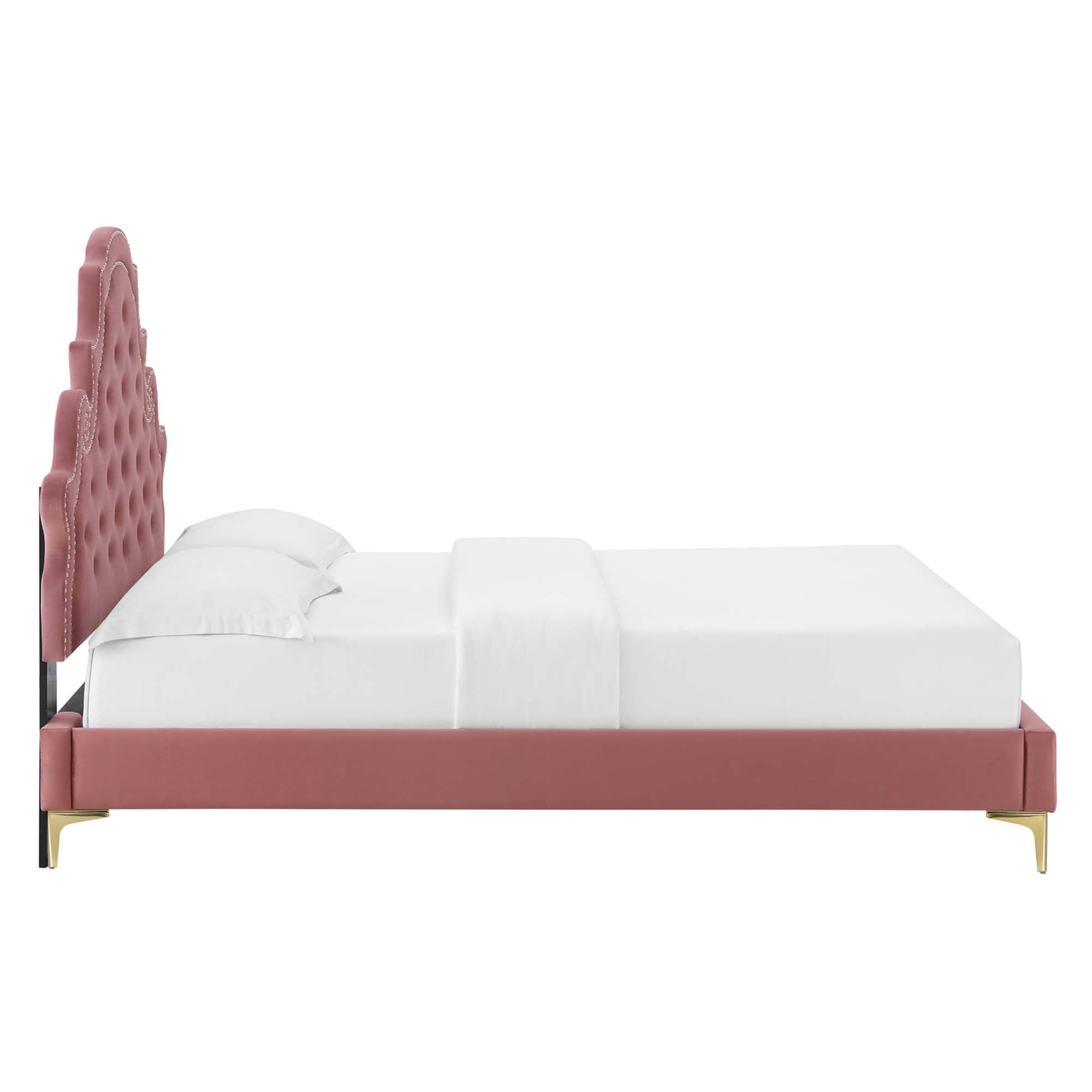 Alt View 4. Modway - Current Performance Velvet Queen Platform Bed - White.