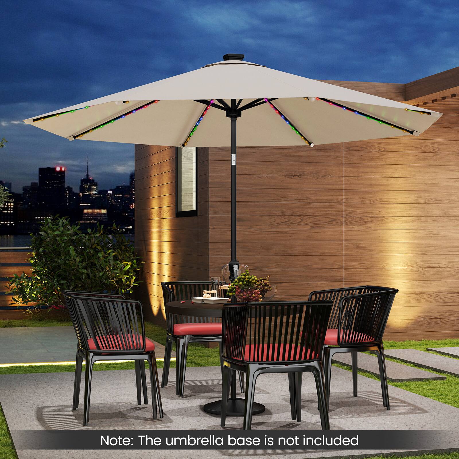 Note: The umbrella base is not included