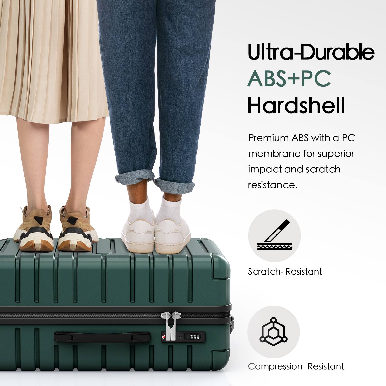 Ultra-Durable ABS+PC Hardshell

Premium ABS with a PC membrane for superior impact and scratch resistance.

Scratch-Resistant

Compression-Resistant