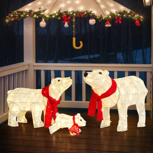Alt View 8. Winado - 3 PCS Christmas Decoration 27.5in White Polar Bear Family for In/Outdoor Holiday - White.