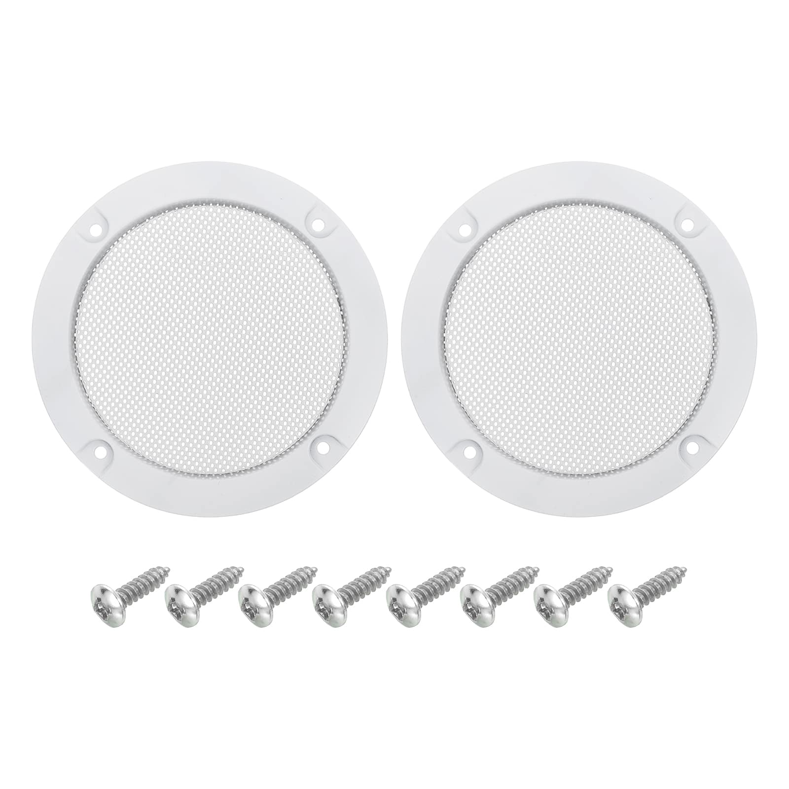 Unique Bargains - 2pcs Speaker Grill Mesh Metal Woofer Guard Protector ABS Frame with Screws for Home Audio Car Speaker - Black White