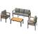 Alt View 4. U-HOMY - 4-Piece Patio Conversation Set with Table, All-Weather Aluminum Furniture for Outdoor Living - Grey.