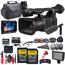 Canon - XF605 UHD 4K HDR Pro Camcorder (5076C002) + 4K Monitor + Mic + More Bundle