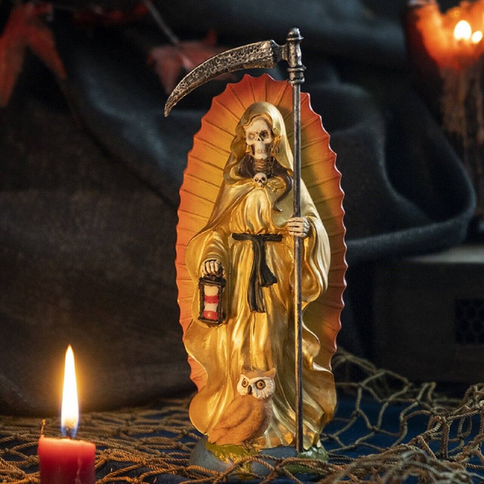 Alt View 1. Pacific Trading - Santa Muerte Gold Gown Figurine Death 7 Inch.
