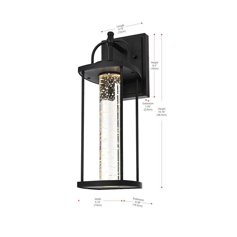 Elegant Lighting - Zev 15 inch LED Outdoor Wall sconce in Black - Black And Clear price history on PriceWatchPro