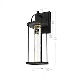 Elegant Lighting - Zev 15 inch LED Outdoor Wall sconce in Black - Black And Clear