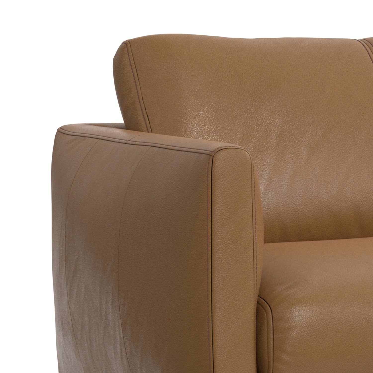 Alt View 1. Simpli Home - Stevens Modern, Mid - Century 81 inch Wide Sofa in Butternut Brown Genuine Leather - Butternut Brown.