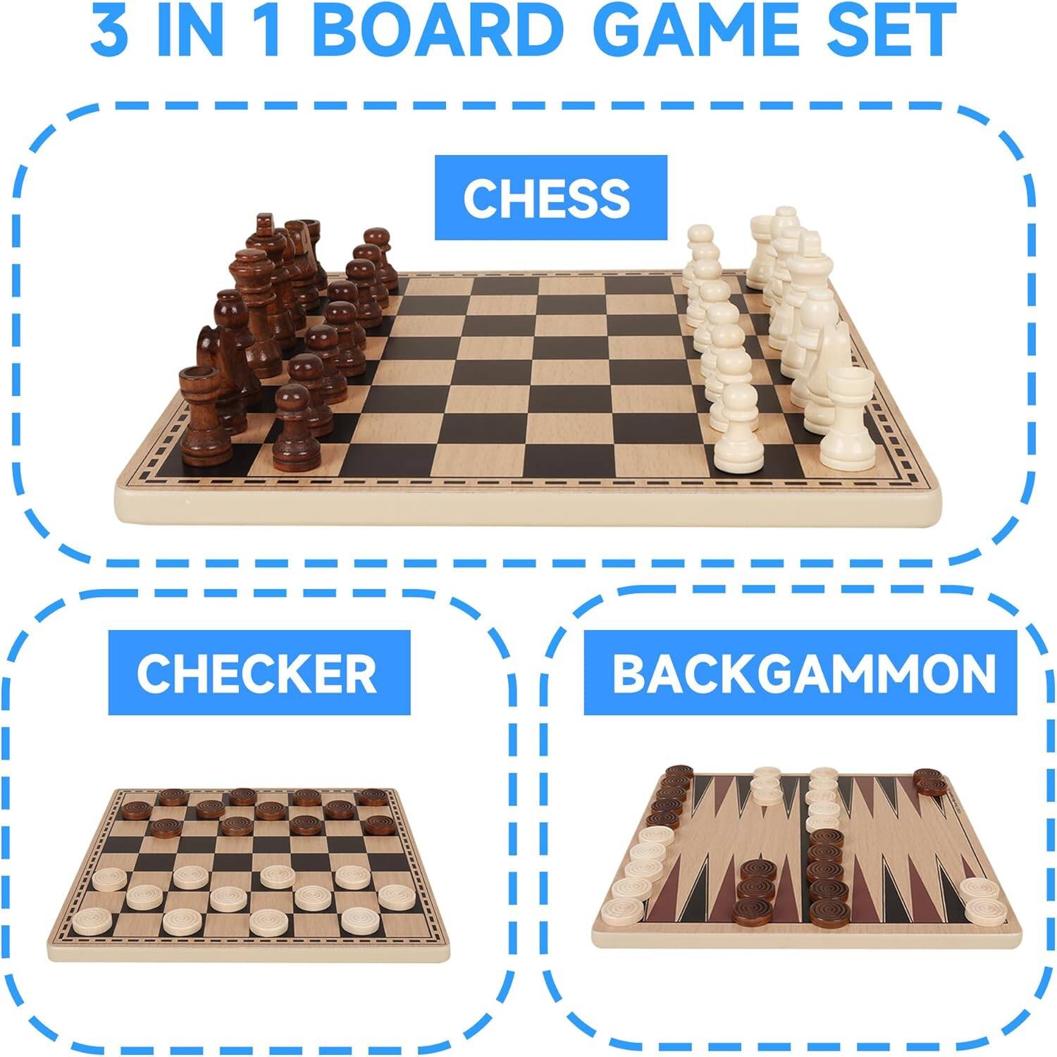 3 IN 1 BOARD GAME SET

CHESS

CHECKER

BACKGAMMON