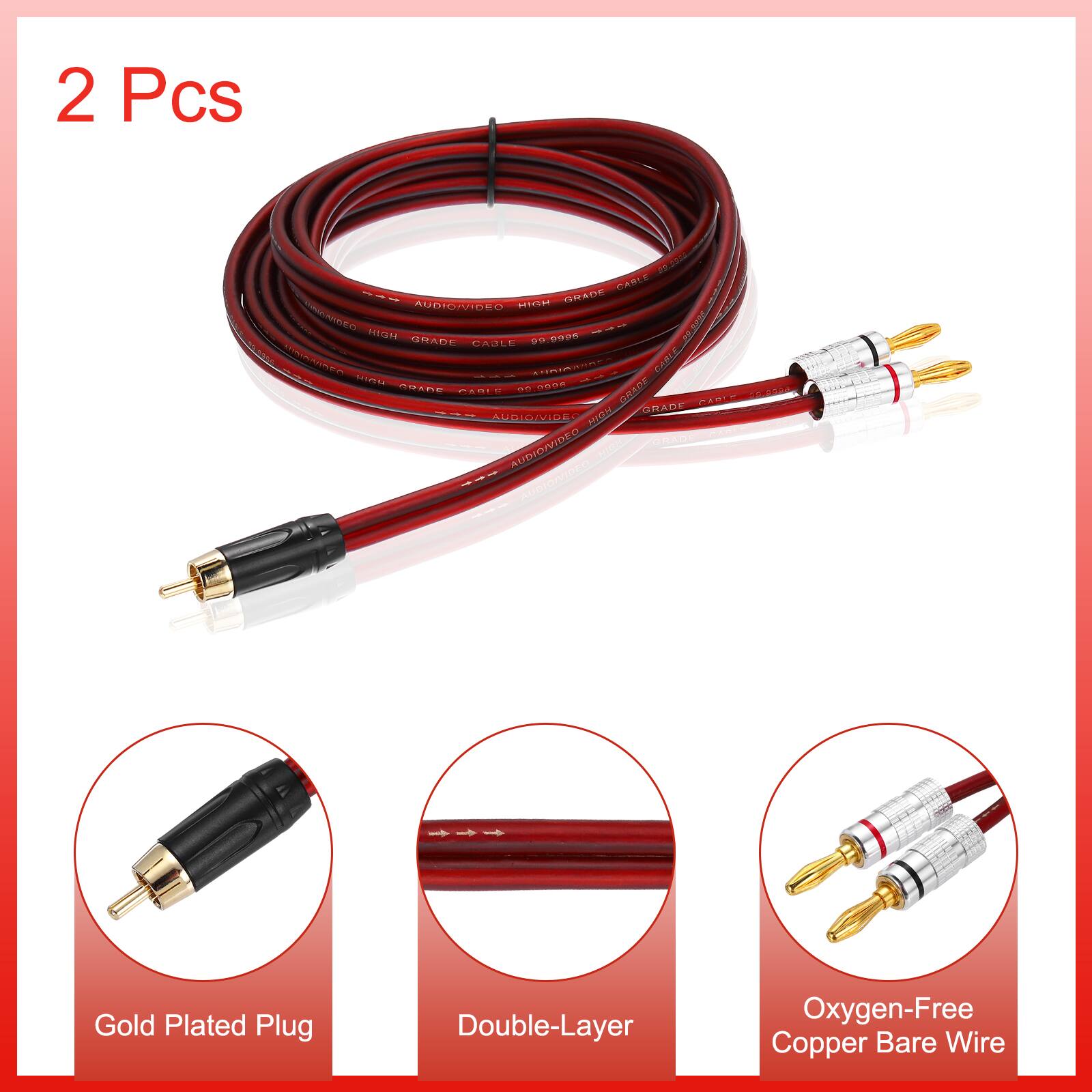 2 Pcs

AUDIO/VIDEO HIGH GRADE CABLE

Gold Plated Plug
Double-Layer
Oxygen-Free Copper Bare Wire
