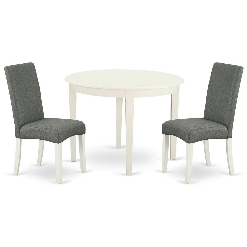 Back. East West Furniture - Dining Room Set Linen White - Brown.