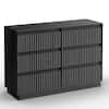 Front. Koligey - 6-Drawer Dresser 47"W Double Dresser With Waveform Fluted Panel - black.