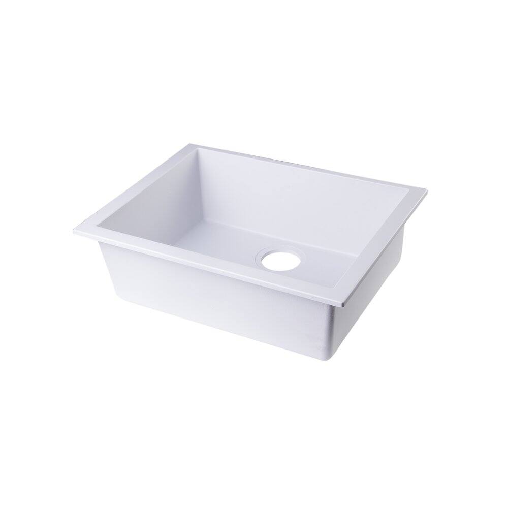 Alt View 6. Alfi - ALFI brand White 24 Undermount Single Bowl Granite Composite Kitchen Sink - White.