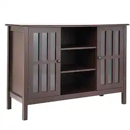 Costway - Wood TV Stand Entertainment Media Center Console for TV up to 50'' - Brown