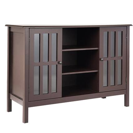 Front. Costway - Wood TV Stand Entertainment Media Center Console for TV up to 50'' - Brown.