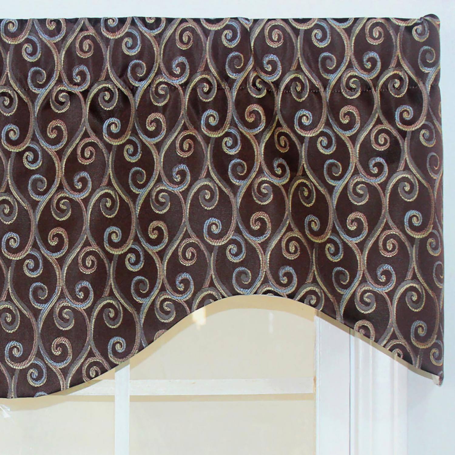 Left. RLF Home - RLF Home Twine Cornice  100% Cotton with Fully Lined 3" Rod Pocket Valnance for Windows 50" x 17" Cocoa - Cocoa.
