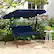 Alt View 1. Costway - Patio 3 Seats Canopy Swing Glider Hammock Steel Frame Cushioned Backyard - Navy.