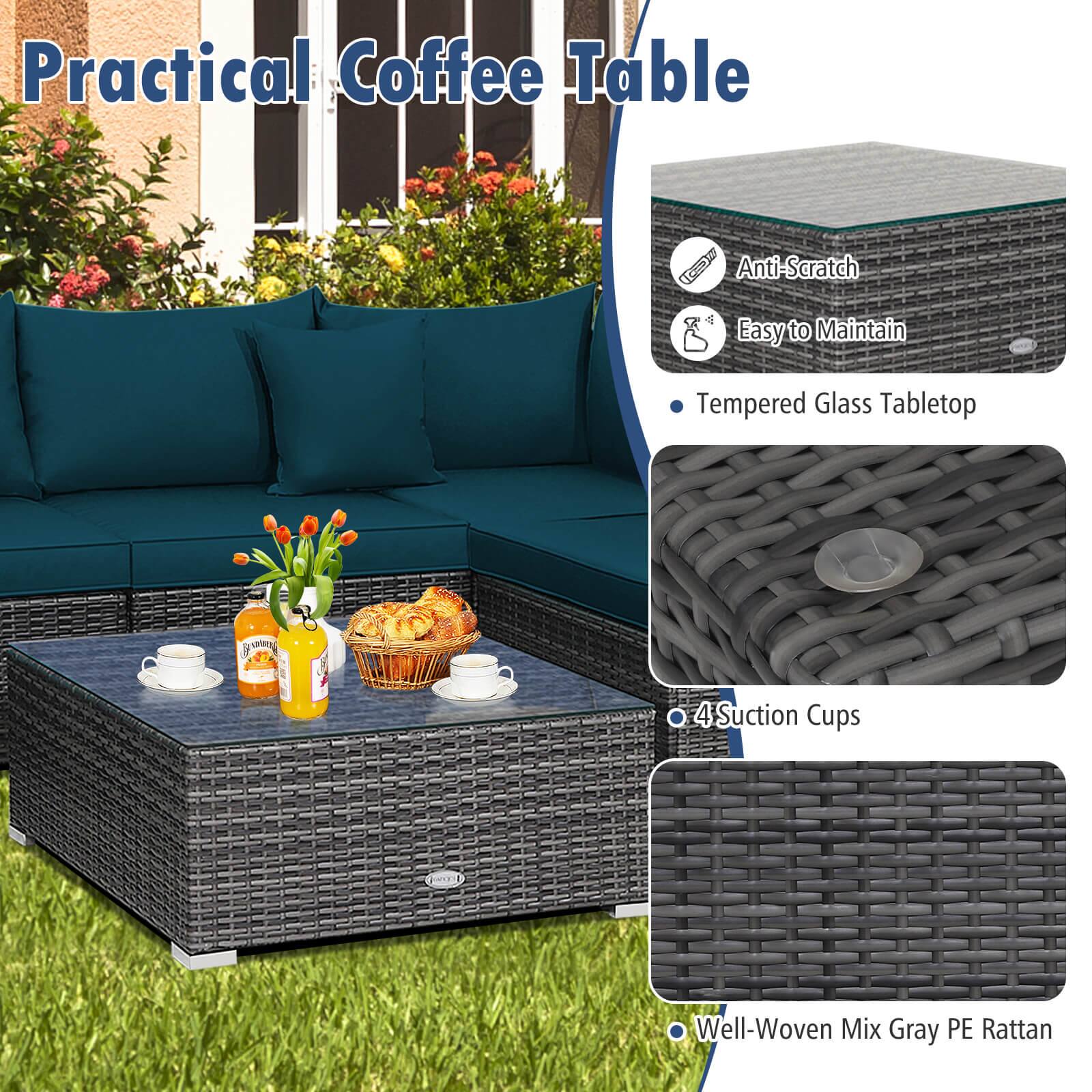Practical Coffee Table

Anti-Scratch
Easy to Maintain
Tempered Glass Tabletop
4 Suction Cups
Well-Woven Mix Gray PE Rattan