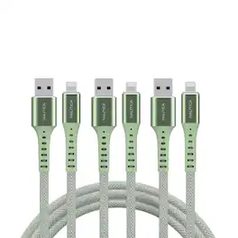 Nautica - 3 Pack 10 ft Lightning to USB A Cable MFi Certified Braided Extra Long Fast Charging iPhone, iPad Charger Cord - Green - 3Pack