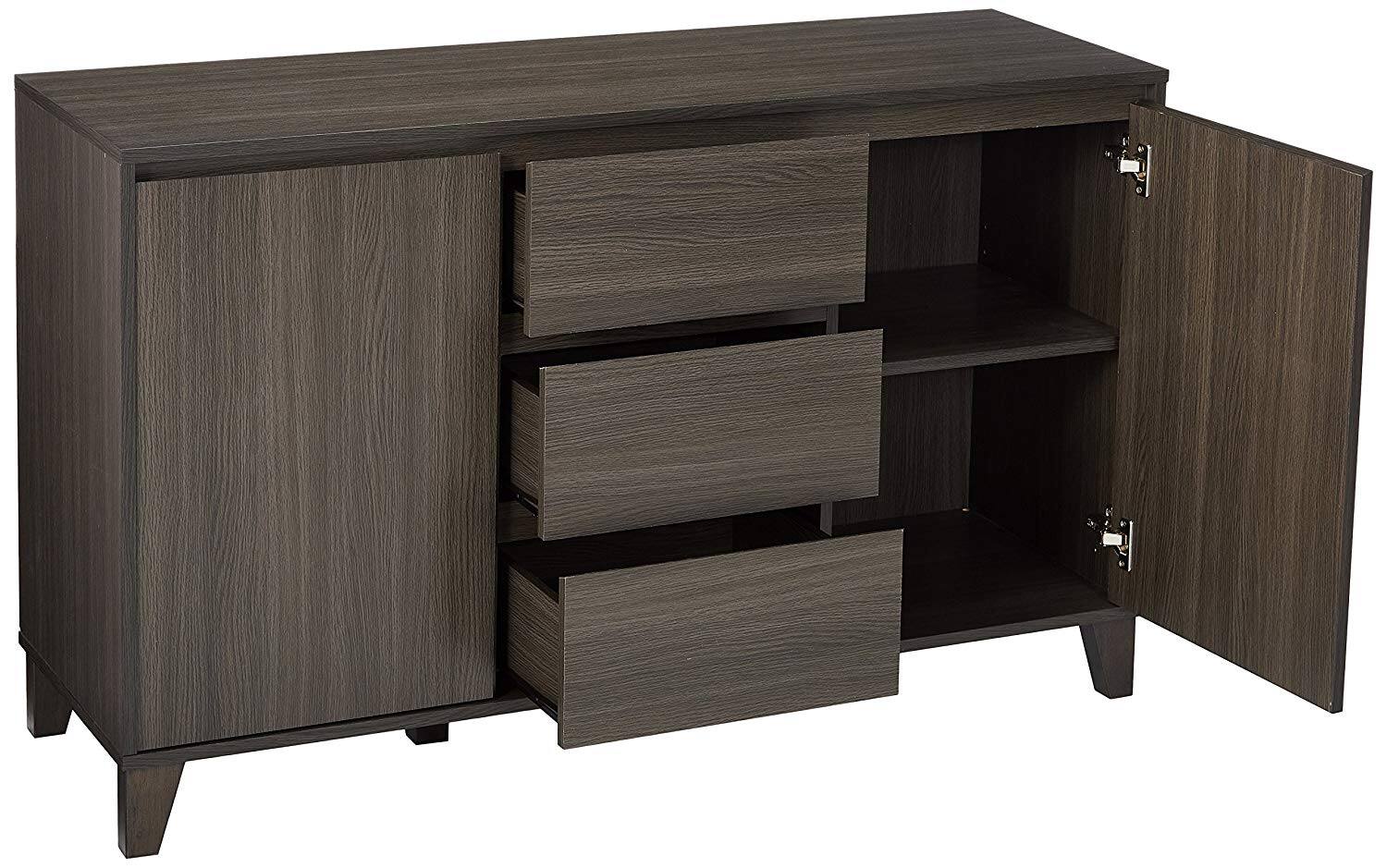 Alt View 2. Kings Brand Furniture - Kings Brand Furniture – Wood Buffet Server Cabinet Console Table, Oak Gray - Grey.