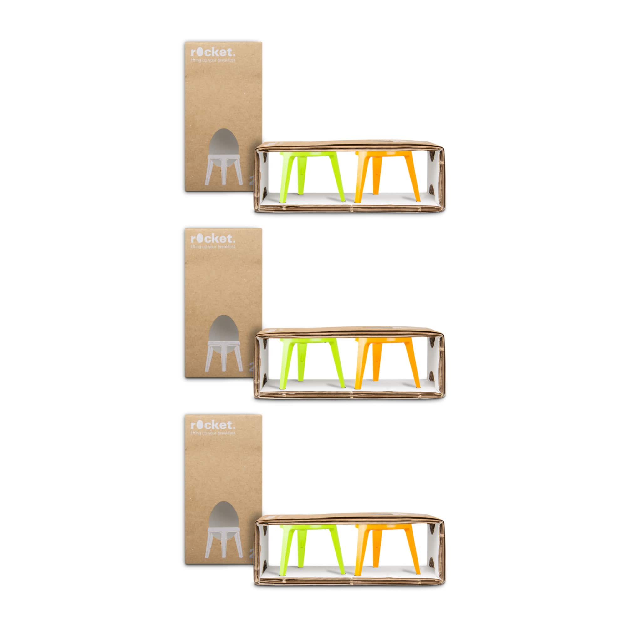 BrainStream - Rocket Tripod Egg Cup Gift Set (2-Piece, Lime and Orange) (3-Pack) - Green/Orange