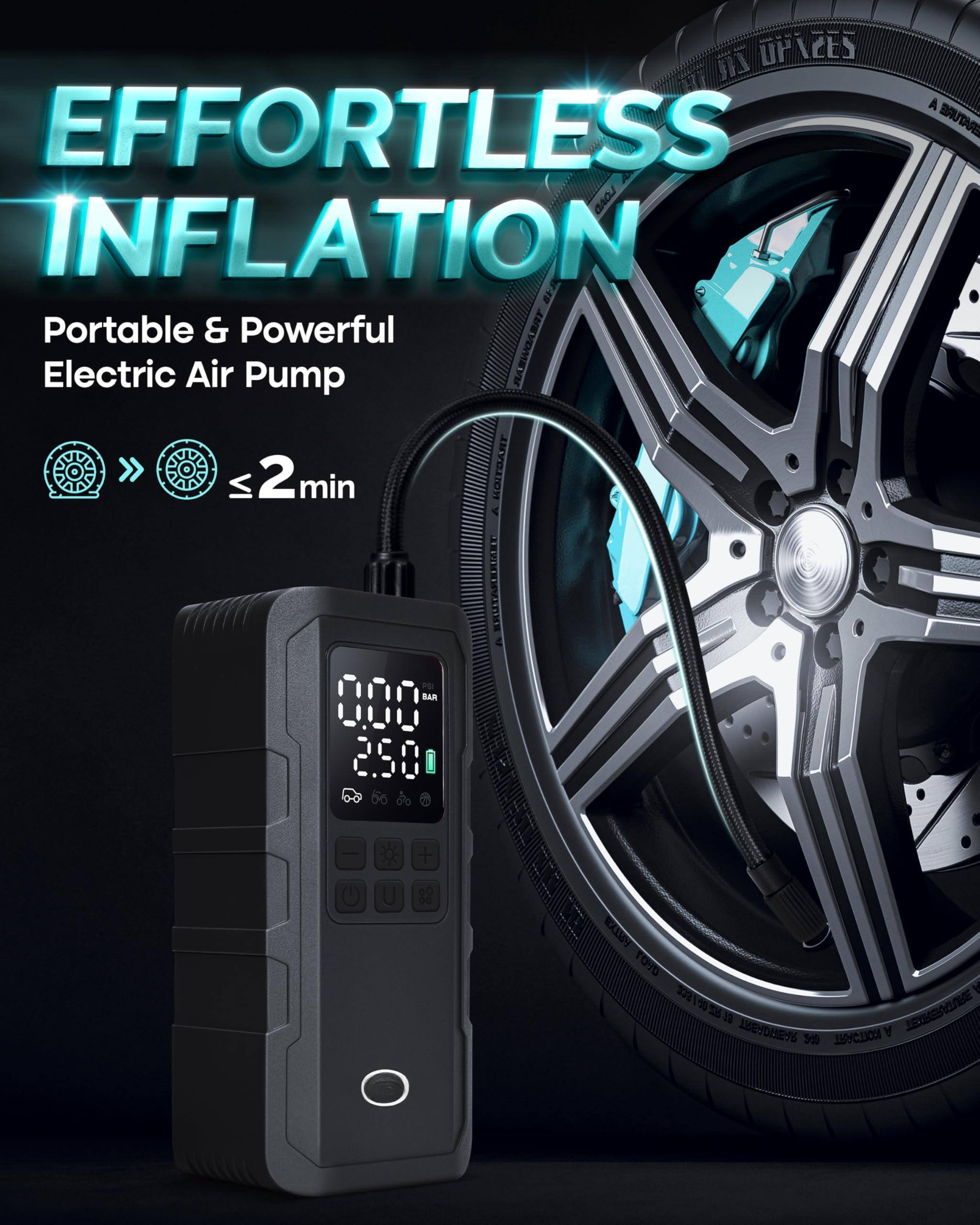 EFFORTLESS INFLATION  
Portable & Powerful Electric Air Pump  
≤2 min
