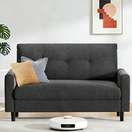 Front. Vipbear - 50" Linen Couch, Sofa No Tool Assembly, Comfy Couches 22.5" Deeper Seats, Corduroy Sofas, Loveseat Sofa Couch - Black.