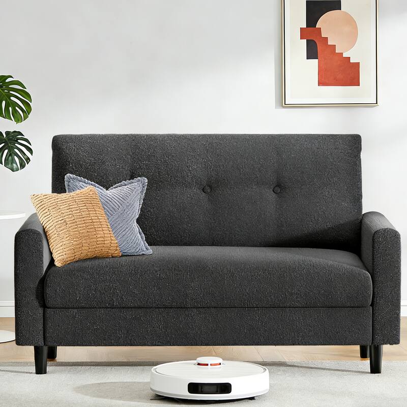 Vipbear - 50" Linen Couch, Sofa No Tool Assembly, Comfy Couches 22.5" Deeper Seats, Corduroy Sofas, Loveseat Sofa Couch - Black