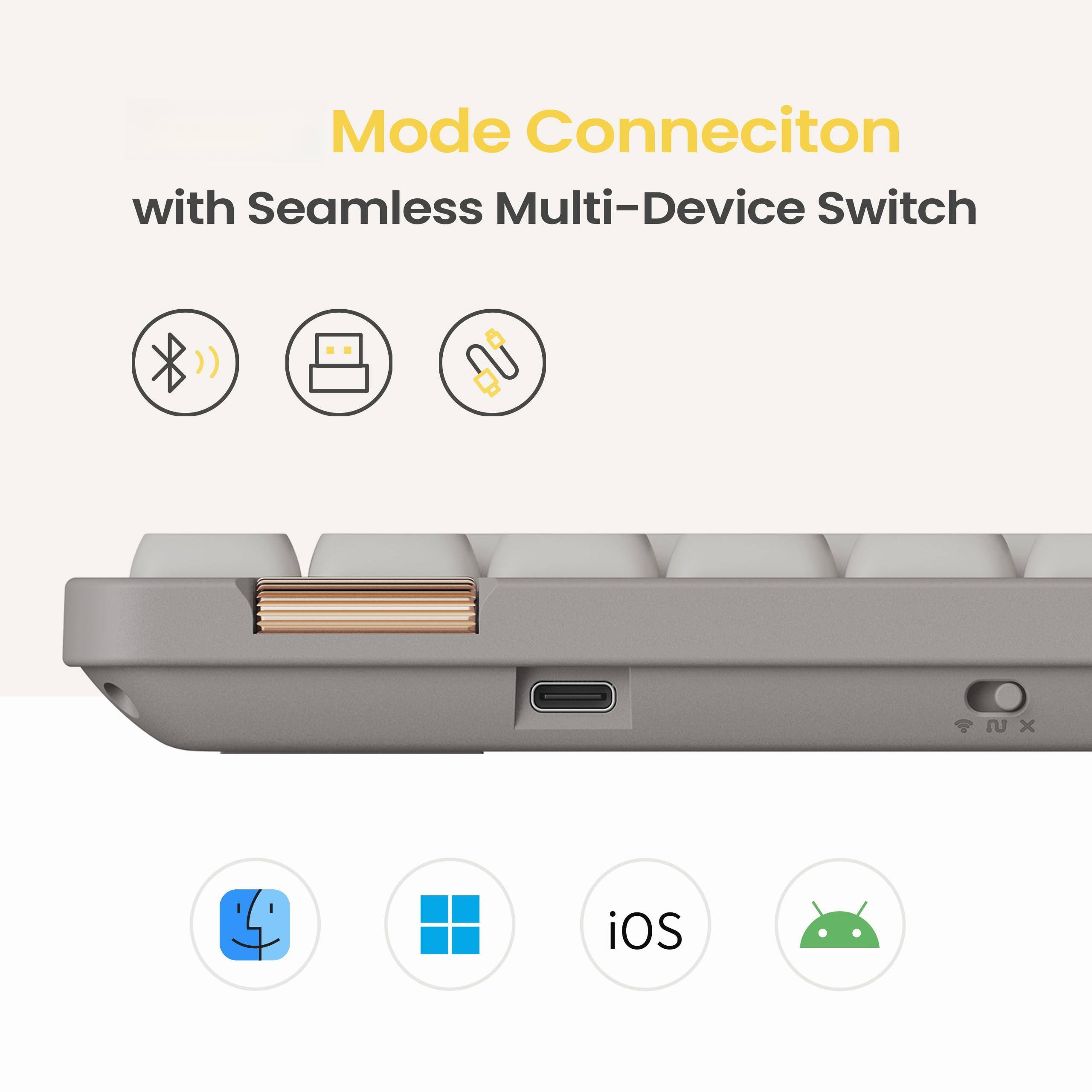 Mode Connection  
with Seamless Multi-Device Switch  

iOS  
Android  
Windows  
macOS
