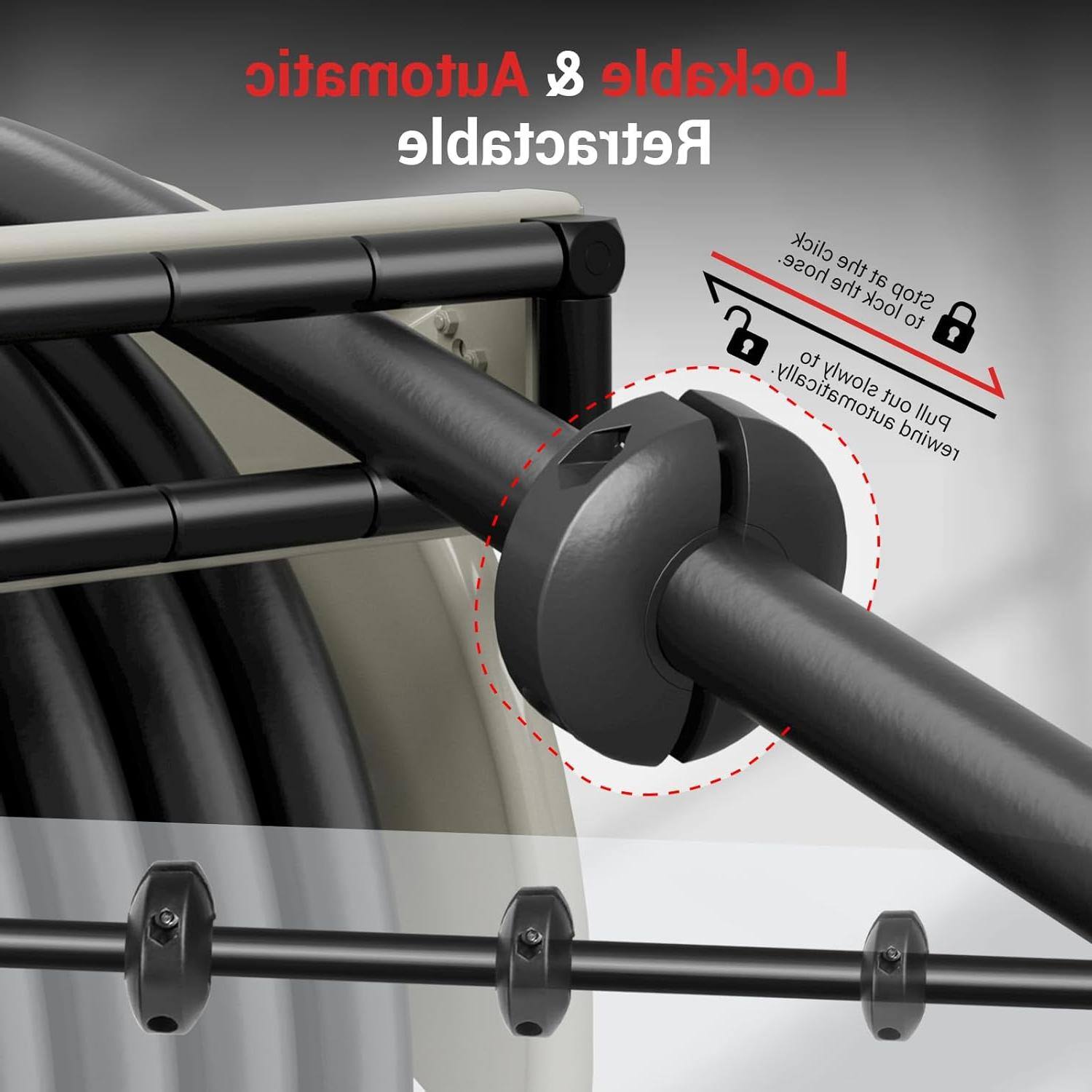 Automatic & Lockable Retractable Click Hose

- Lockable at the Stop
- Automatically Rewinds
- Pull out slowly