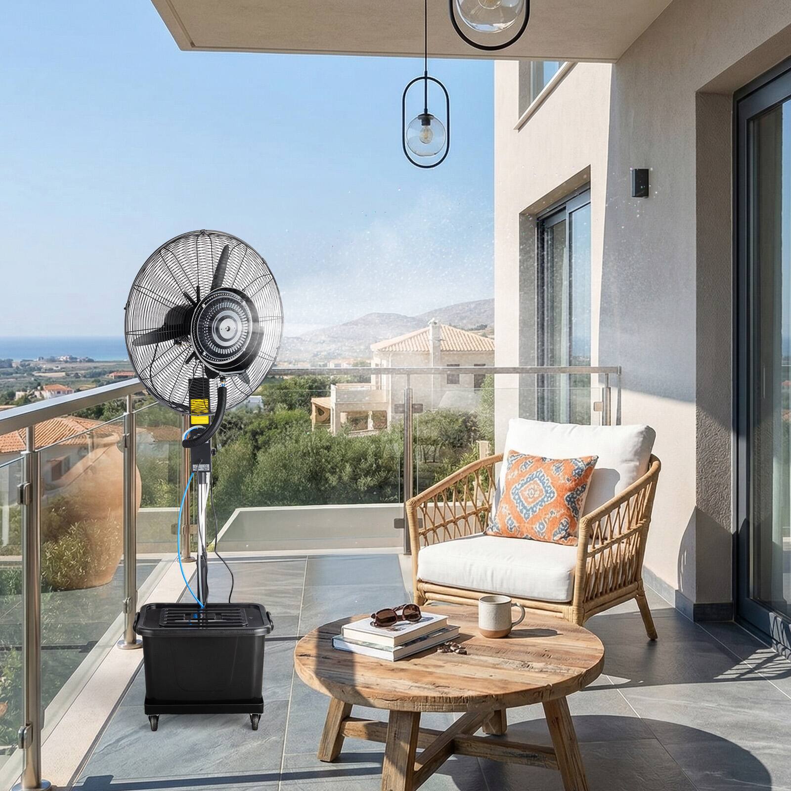 Alt View 9. Winado - 8800CFM Misting Fan, 30Inch High Velocity Industrial Mister with 42L/11Gal Water Tank, 3 Speed Settings & Ajustable Mist - Black.