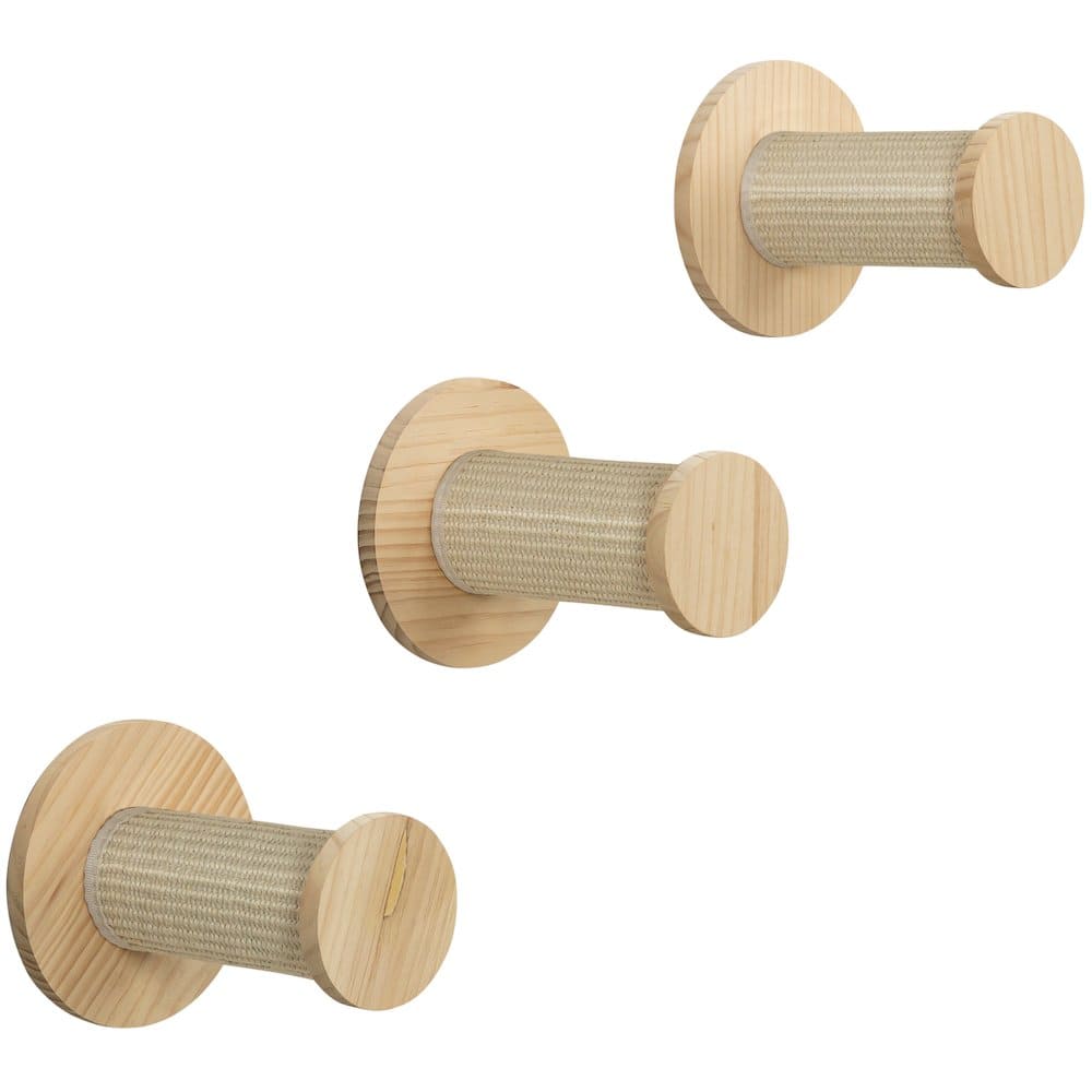 TRIXIE - Wall Set 3 Multi-Level Wall Mounted Cat Perch System with 3 Sisal Posts - Natural/White