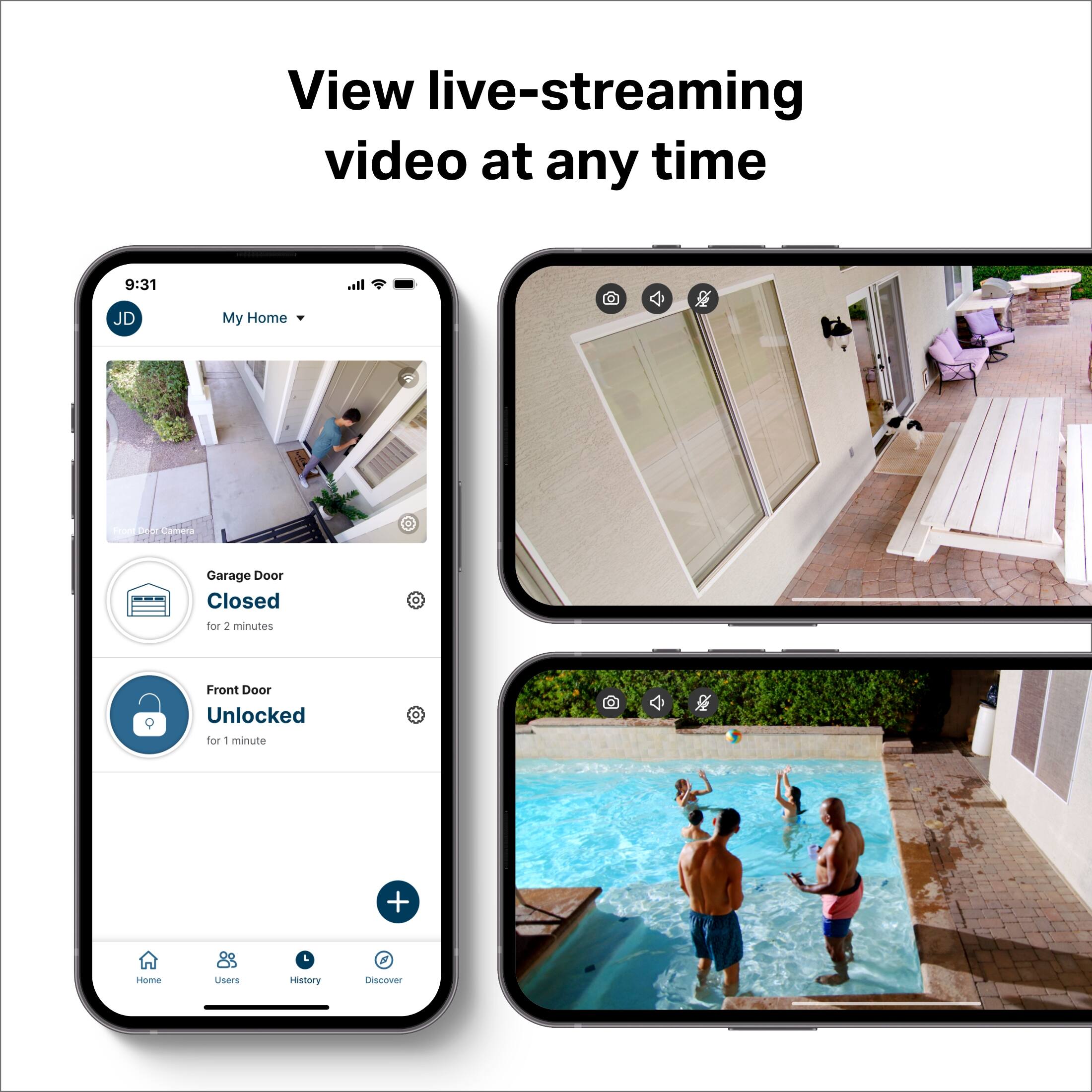 View live-streaming video at any time.