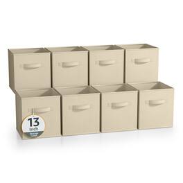 Sorbus - Fabric Storage Cubes, 8 Foldable Storage Bins for Organizing Pantry, Cubbies, Toy Box, Clothes Storage - Beige