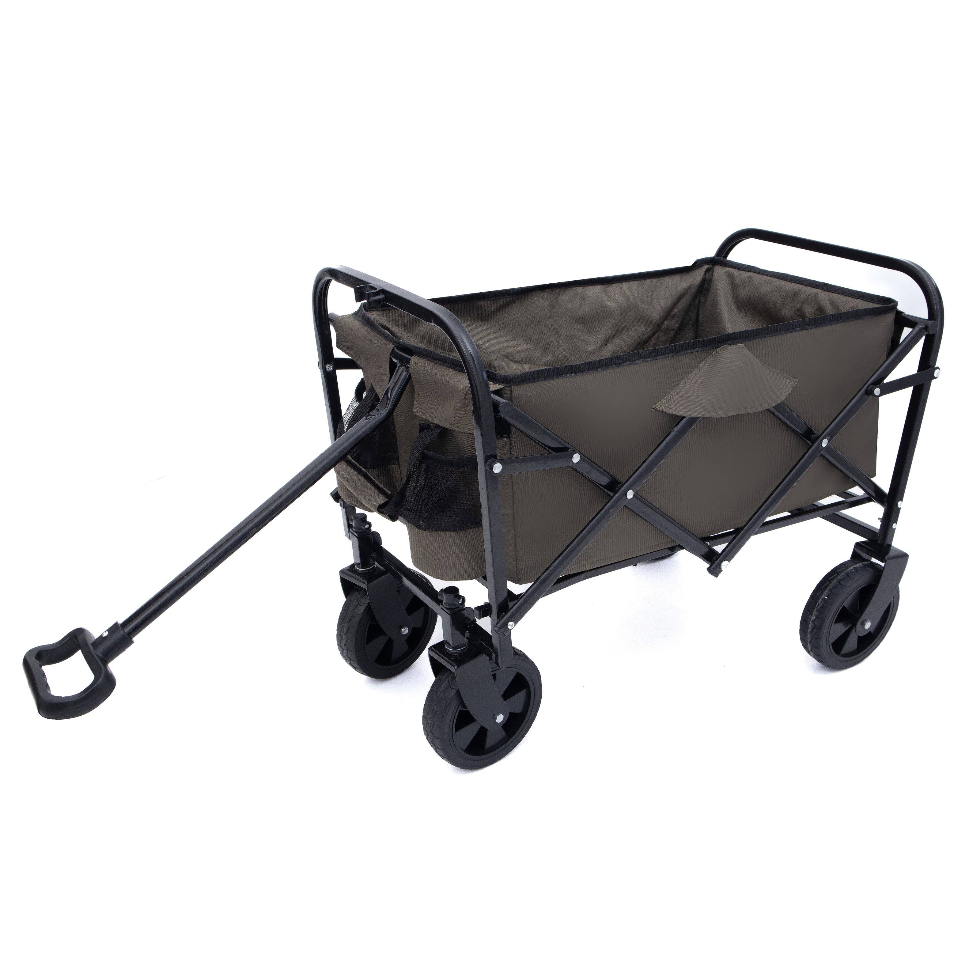 Back. Mondawe - Extendable Collapsible Wagon Utility Carts w/ 225LBS Capacity, 360° Wheels - Gray.