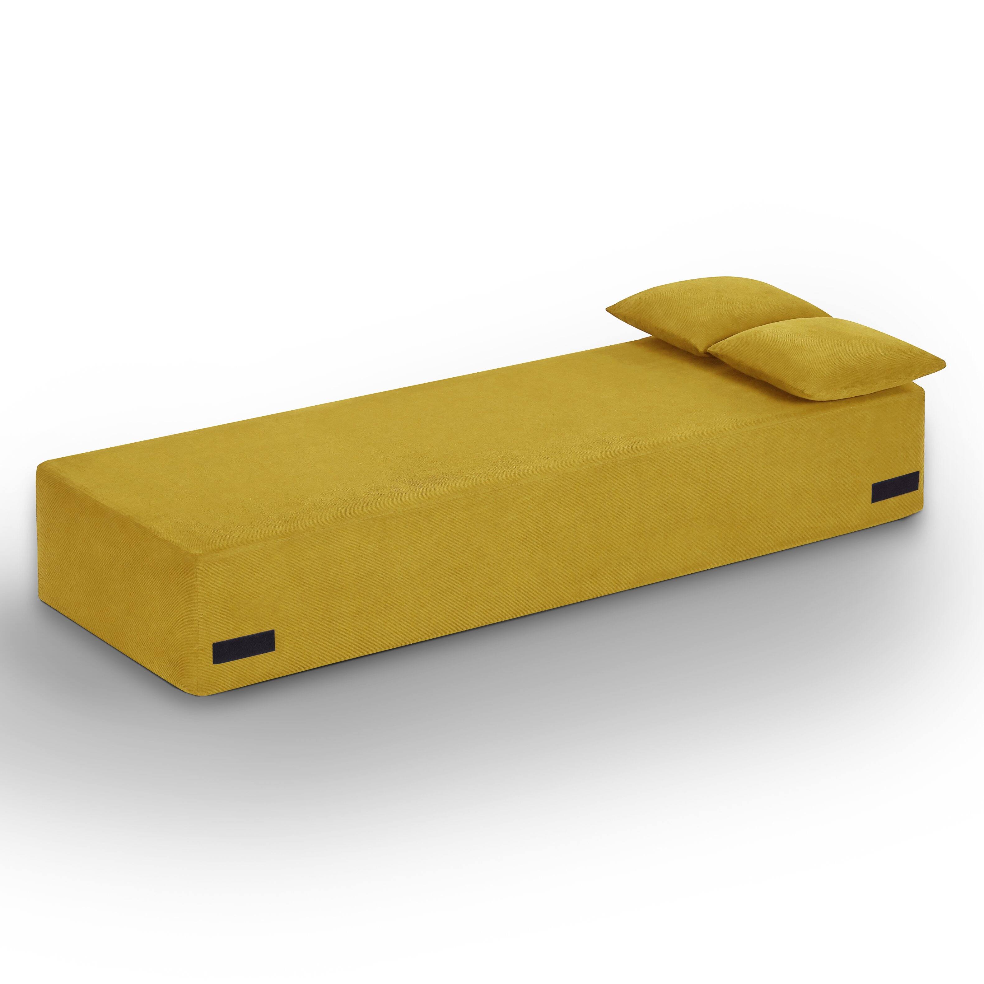 Alt View 1. Loheer - Loheer Modern 3 Seater Sofa Boneless Couch No Assembly 83 Inch Frameless Couch for Compact Living Room - Yellow.