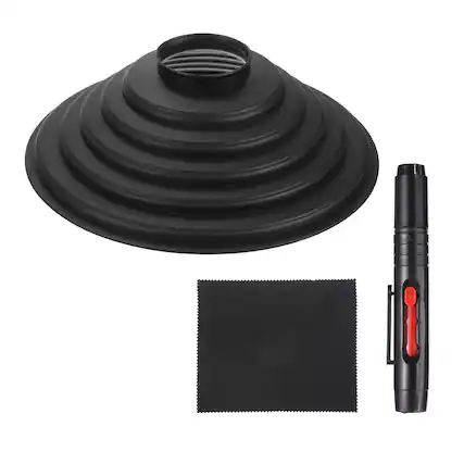 Front. Unique Bargains - Lens Hood Shade, for 50-70mm Lens Collapsible Silicone Rubber Cap Shade with Cleaning Cloth & Pen - Black.