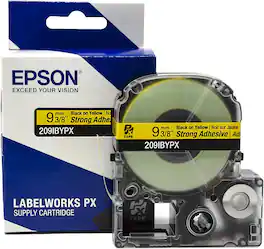 Epson - LABELWORKS PX Strong Adhesive 3/8" (9mm) x 30 ft Tape - 209IBYPX - Black on Yellow