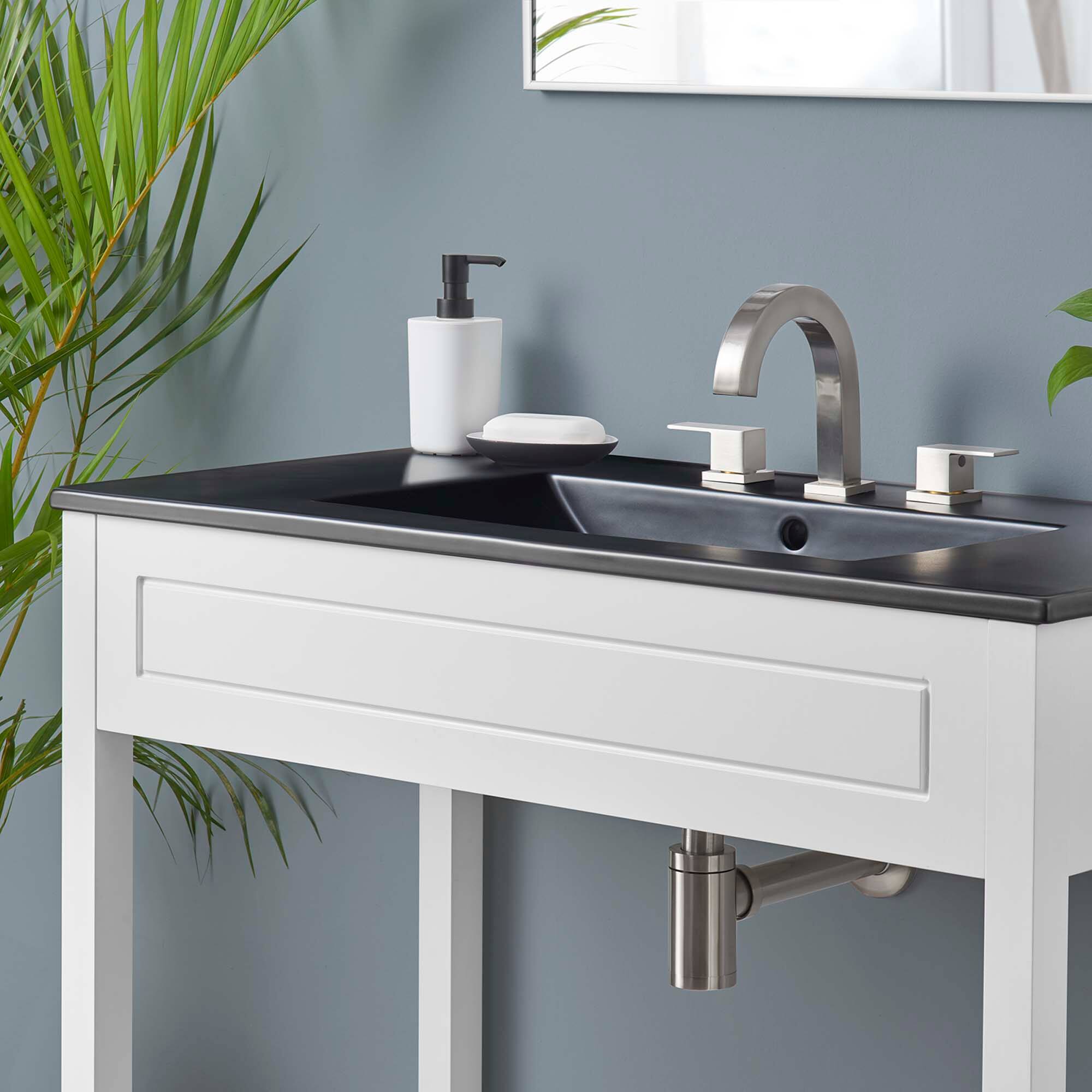 Back. Modway - Altura Bathroom Vanity Basin Included by Modway - White Black.