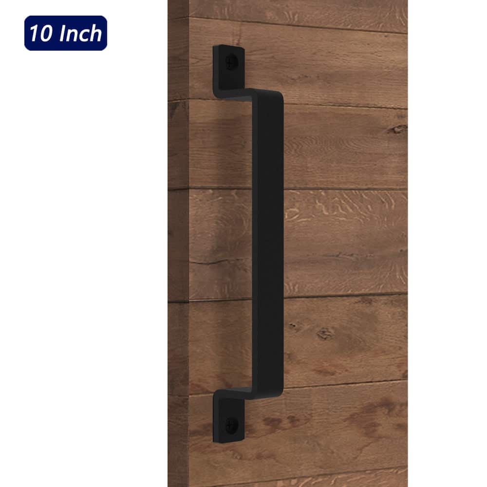Boyel Living - 10 in. Steel Sliding Barn Door Handle with Screw Accessories - Black