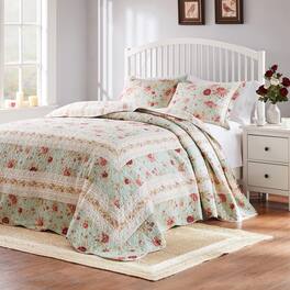 BreeBe - Antique Rose Bedspread Set 3-Piece King/Cal King - Blue